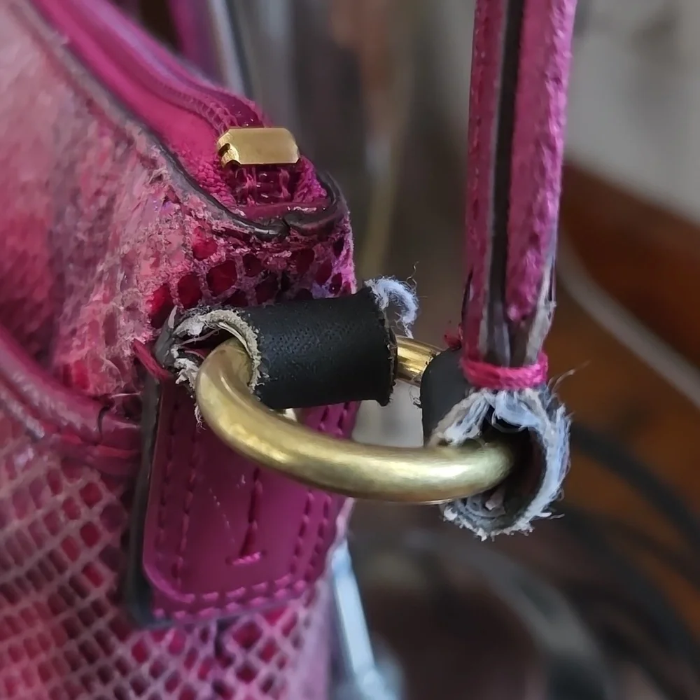 Coach Raspberry/fuchsia Python/snakeskin Embossed  Crossbody Bag